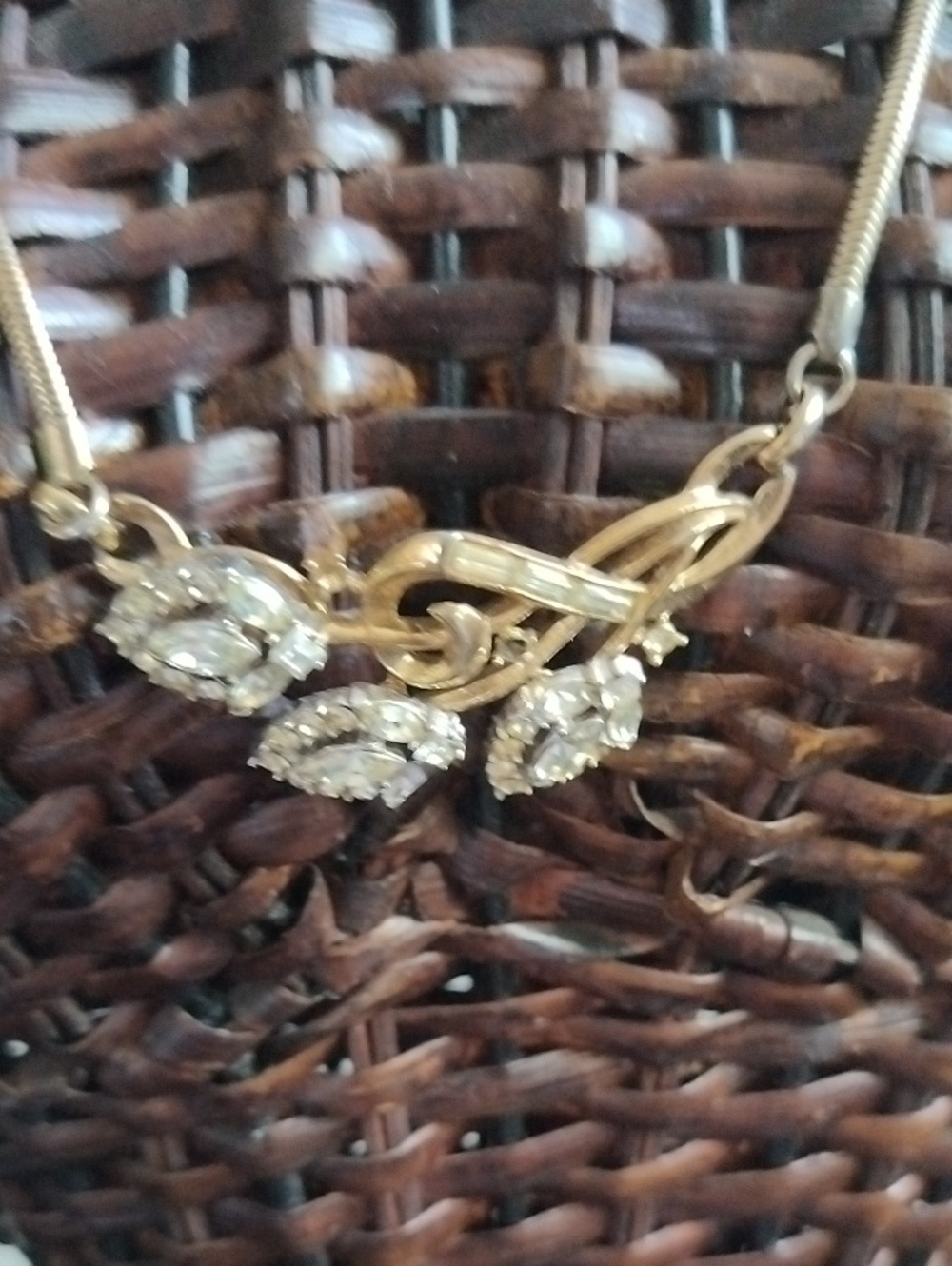 Gold Tone Crystal Leaf Pendant Necklace - Women Jewelry